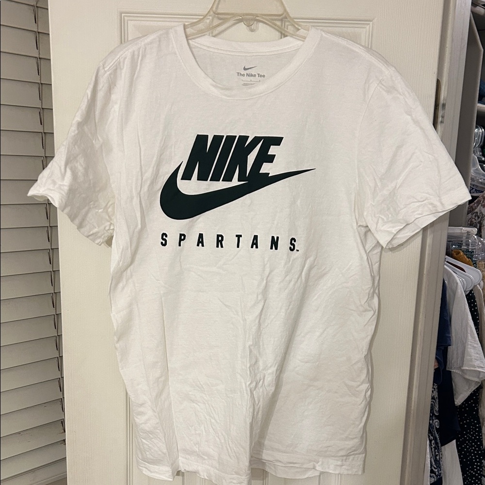 Nike White T-Shirt with Black Swoosh Michigan State Spartans New Without Tags